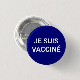 Je suis vaccine cobalt blue白フランスの語 缶バッジ