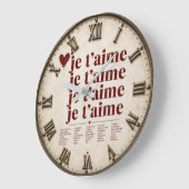 Je T’aime in Many Languages Romantic ラージ壁時計 (傾斜)