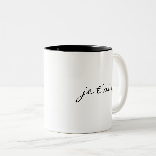 Je t'aimeシック・ブラック&ホワイトフランスのであなたを愛している ツートーンマグカップ (正面右)