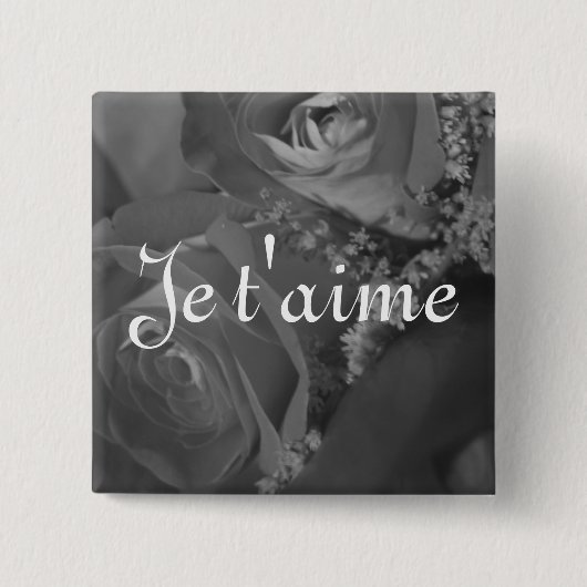 "Je t'aime"の("私はのフランスのな翻訳愛します。") 缶バッジ (正面)