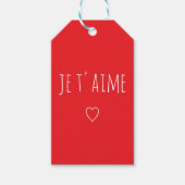 "Je T'aime" ロマンティック 赤 白 バレンタインデー ギフトタグ (正面)