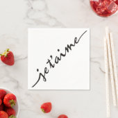 je t'aime – 私はあなたを愛しフランスのている – 黒 スタンダードカクテルナプキン (インサイチュ)