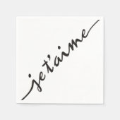 je t'aime – 私はあなたを愛しフランスのている – 黒 スタンダードカクテルナプキン (正面)