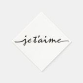 je t'aime – 私はあなたを愛しフランスのている – 黒 スタンダードカクテルナプキン (角)