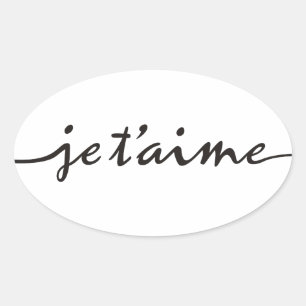 je t'aime – 私はあなたを愛しフランスのている – 黒 楕円形シール