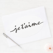 je t'aime – 私はあなたを愛しフランスのている – 黒 楕円形シール (封筒)