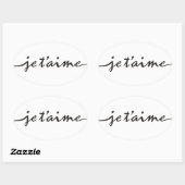 je t'aime – 私はあなたを愛しフランスのている – 黒 楕円形シール (シート)