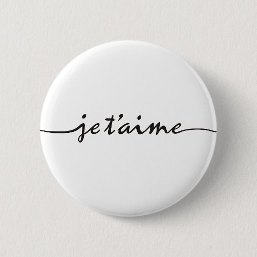 je t'aime – 私はあなたを愛しフランスのている – 黒 缶バッジ (正面)