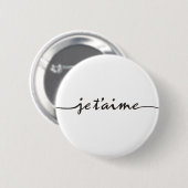 je t'aime – 私はあなたを愛しフランスのている – 黒 缶バッジ (正面&裏面)