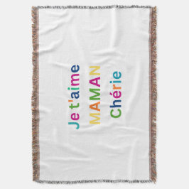 "Je t'aime MAMA chérie" Cute Throw Blanket スローブランケット