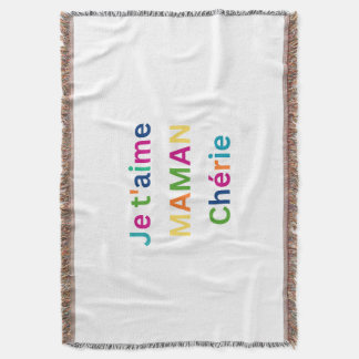 "Je t'aime MAMA chérie" Cute Throw Blanket スローブランケット