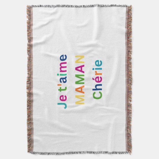 "Je t'aime MAMA chérie" Cute Throw Blanket スローブランケット (正面縦)