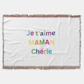 "Je t'aime MAMA chérie" Cute Throw Blanket スローブランケット (正面)