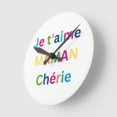 "Je t'aime MAMAN chérie" Cute Kids Wall Clock ラウンド壁時計 (傾斜)