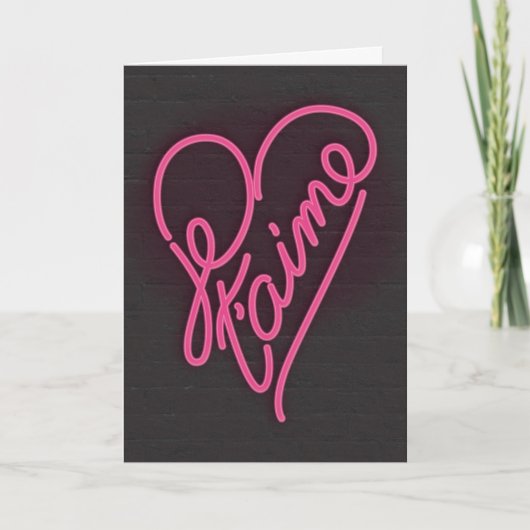 Je t'aime Neon Sign's Day Greeting Card カード (正面)