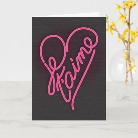 Je t'aime Neon Sign's Day Greeting Card カード (黄色い花)
