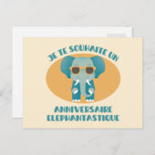 Je te souhaite un anniversaire éléphantastique ポストカード (正面/裏面)
