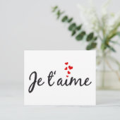 Je'aime、ハートとフランスののワードアート ポストカード (スタンド正面)