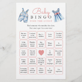 Jean Baby Bingo Find The Guest Baby Shower Game