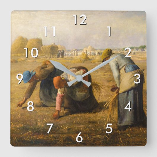Jean-Francois Millet - The Gleaners スクエア壁時計 (正面)