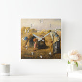 Jean-Francois Millet - The Gleaners スクエア壁時計 (ホーム)