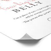 Jean How big is her belly Baby Shower Game Sign ポスター (角)