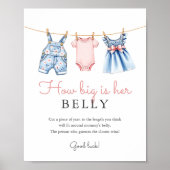 Jean How big is her belly Baby Shower Game Sign ポスター (正面)