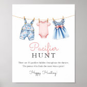 Jean Pacifier Hunt Baby Shower Game Sign ポスター (正面)