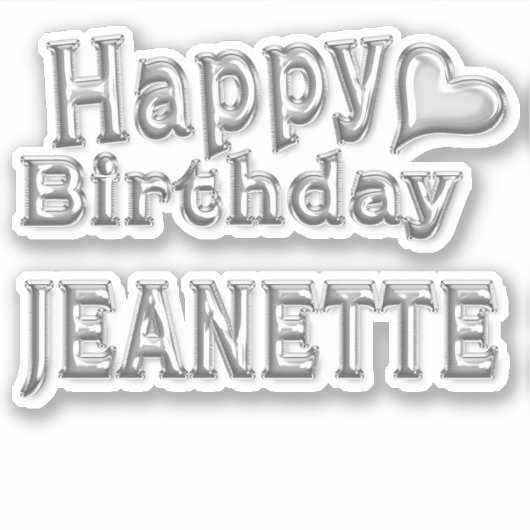 Jeanette Happy Birthday silver Aufkleber Sticker シール (正面)