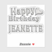 Jeanette Happy Birthday silver Aufkleber Sticker シール (シート)