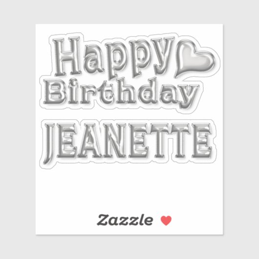 Jeanette Happy Birthday silver Aufkleber Sticker シール (シート)
