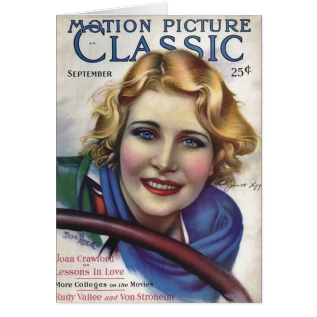 Jeanette Loffのヴィンテージ1929年の映画雑誌カード (正面)