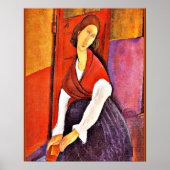 Jeanne Hebuterne in a Red Shawl by Modigliani ポスター (正面)