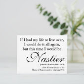 Jeannette Rankin「女扱いにく性」引用文はがき ポストカード (スタンド正面)