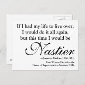 Jeannette Rankin「女扱いにく性」引用文はがき ポストカード (正面/裏面)