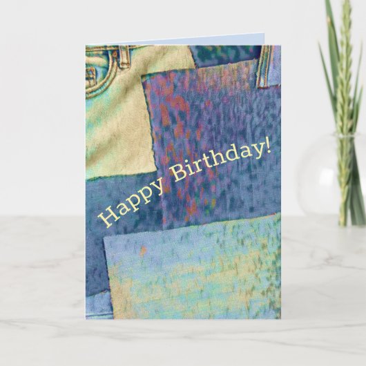 Jeans & Blue jean patches of fabric squares カード (正面)