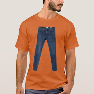 Jeansee ブルーデニムジーンズ ペア おかしい 面白い はい tシャツ