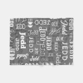 Jeddの灰色のパーソナライズな名前 フリースブランケット (正面(横))