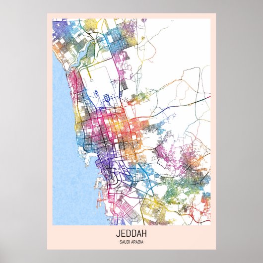 Jeddah Saudi Arabia City Map ポスター (正面)