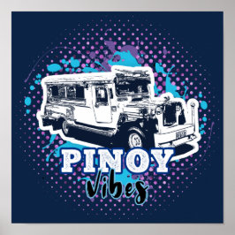 Jeepney Pinoy Vibes Blue Pink ポスター