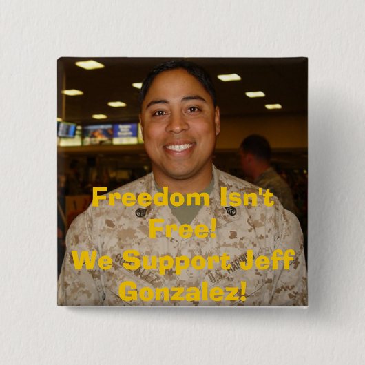 jeff2の自由は自由ではないです! 私達はジェフGonzaを…支えます 缶バッジ (正面)