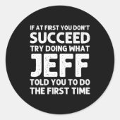 Jeff Gift Name D Birthday Funny Christm  ラウンドシール (正面)