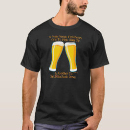 Jeff Willis Artによる「男には2杯のビールが必要」 Tシャツ