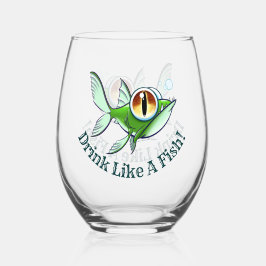 Jeff Willis ArtによるDRINK LIKE A FISH ステムなしワイングラス