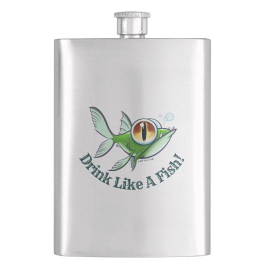 Jeff Willis ArtによるDRINK LIKE A FISH フラスク (正面)