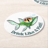 Jeff Willis ArtによるDRINK LIKE A FISH ラウンドペーパーコースター (アングル)