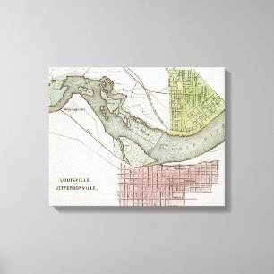 JEFFERSONVILLE、インディアナ: 地図 キャンバスプリント
