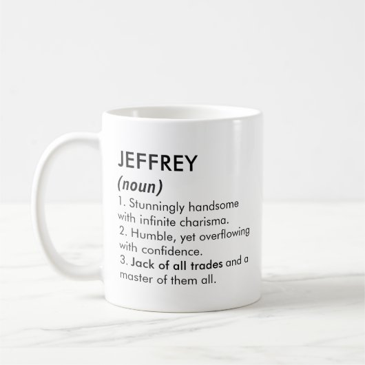 Jeffrey name, Editable name, Custom name コーヒーマグカップ (左)