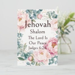 Jehovah Shalom、ピンクの芍薬 ユーカリのリースアート 招待状