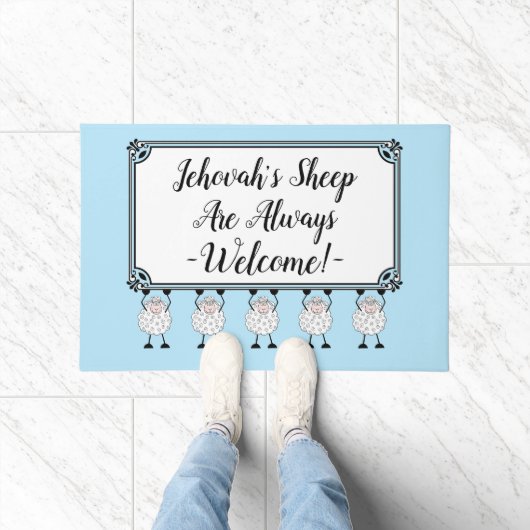 "Jehovah's Sheep Are Always Welcome" Doormat ドアマット (室内)